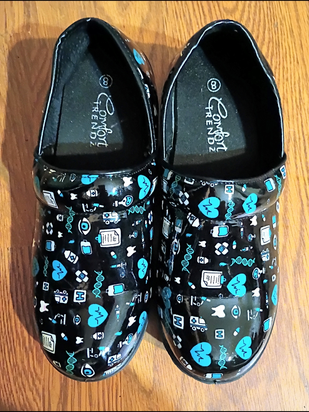 Comfort Trends Black Medical-Print Slip-On Mules